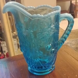 Fenton Vintage Antique Blue Glass Pitcher